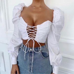 Bell Shoulder- high quality crop blouse